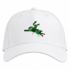 Baseball cap with Print Green Snake On Tree - white