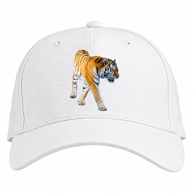 Baseball cap with Print Tiger Walks - white