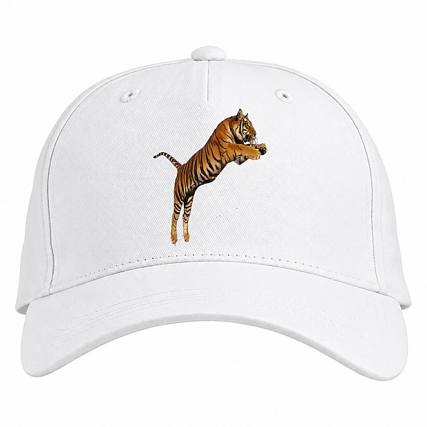 Baseball cap with Print Tiger Jumps - white