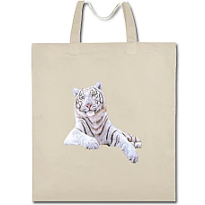 Eco bag with print White Tiger - beige