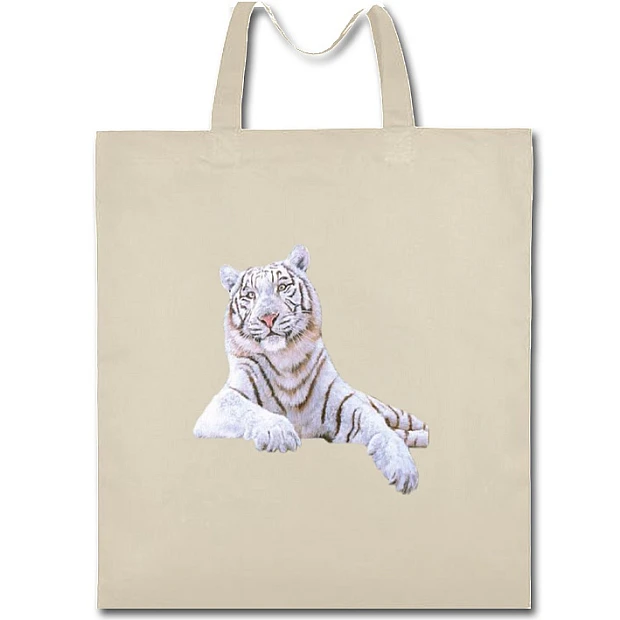 Eco bag with print White Tiger - beige