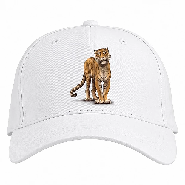 Baseball cap with Print Tiger - white
