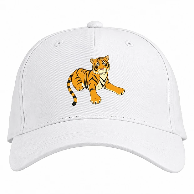 Baseball cap with Print Tiger From Cartoon - white