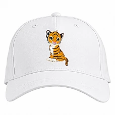 Baseball cap with Print Small Tiger From Cartoon - white