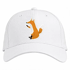 Baseball cap with Print Cute Fox Says 'Hi' - white