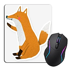 Mouse pad with print Cute Fox Says 'Hi'