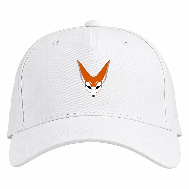 Baseball cap with Print Head Of Fox - white