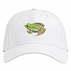 Baseball cap with Print Green Frog - white
