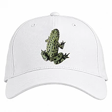 Baseball cap with Print Green Frog With Black Spots - white