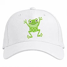 Baseball cap with Print Green Frog From Cartoon - white