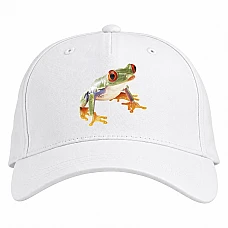 Baseball cap with Print Frog With Orange Eyes - white