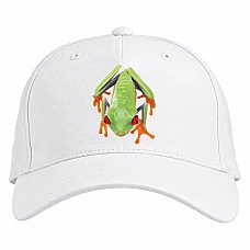 Baseball cap with Print Frog With Orange Legs - white