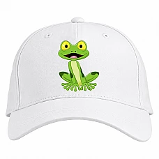 Baseball cap with Print Frog With Yellow Eyes - white