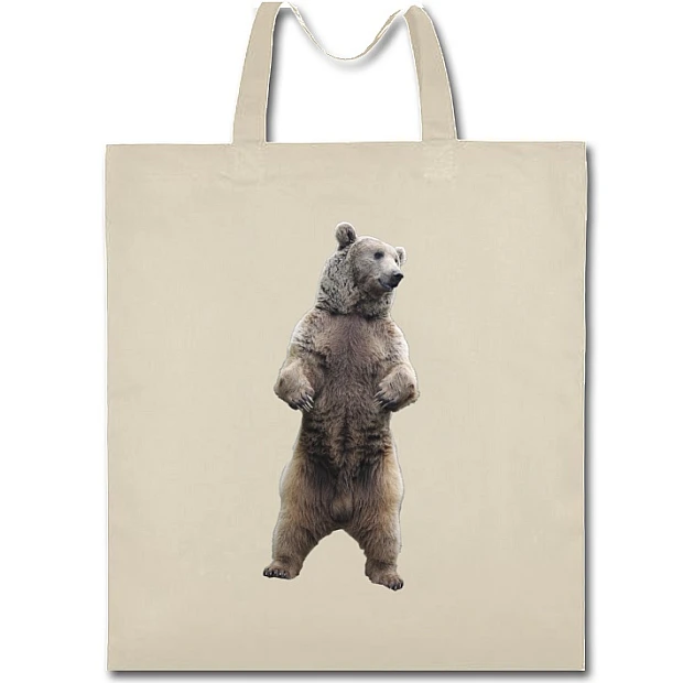 Eco bag with print White Bear Stands - beige