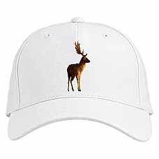 Baseball cap with Print Dear With Big Horns - white