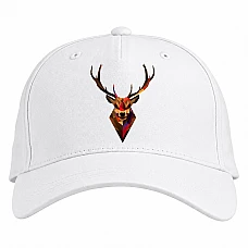 Baseball cap with Print Art Head Of Dear - white