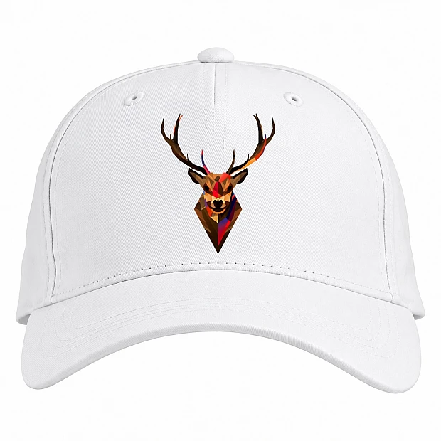 Baseball cap with Print Art Head Of Dear - white