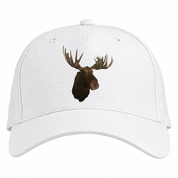 Baseball cap with Print Head Of Dear - white