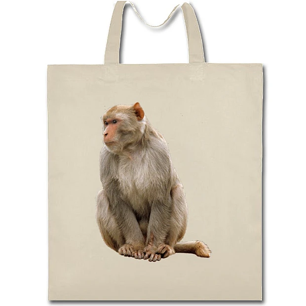 Eco bag with print White Monkey - beige