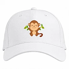 Baseball cap with Print Cute Monkey From Cartoon - white