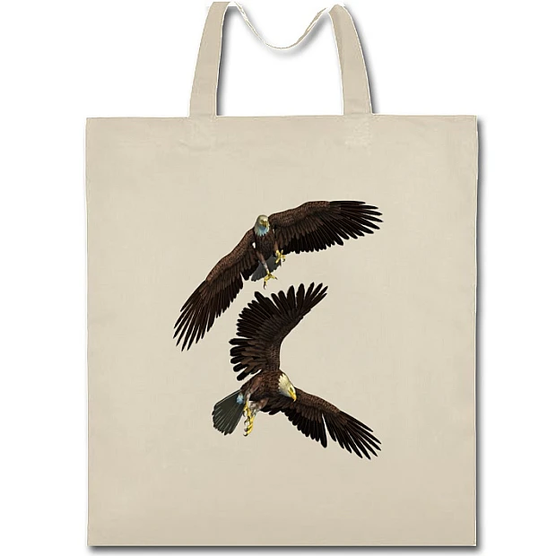 Eco bag with print Two Eagles Fly - beige