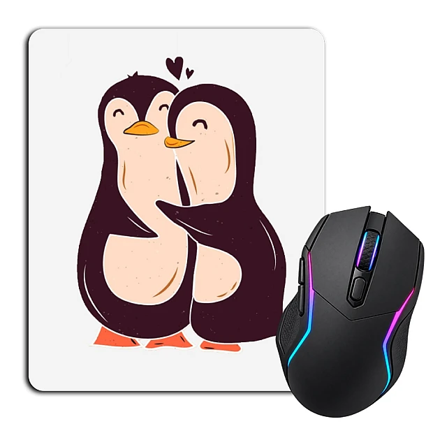 Mouse pad with print Two Cute Penguins