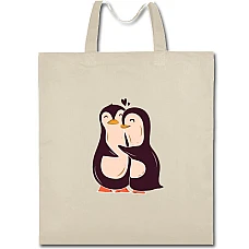 Eco bag with print Two Cute Penguins - beige