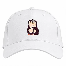 Baseball cap with Print Two Cute Penguins - white