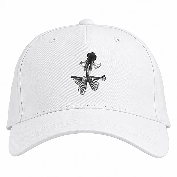 Baseball cap with Print Art Of Fish - white