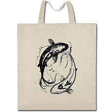 Eco bag with print Yin And Yang - beige