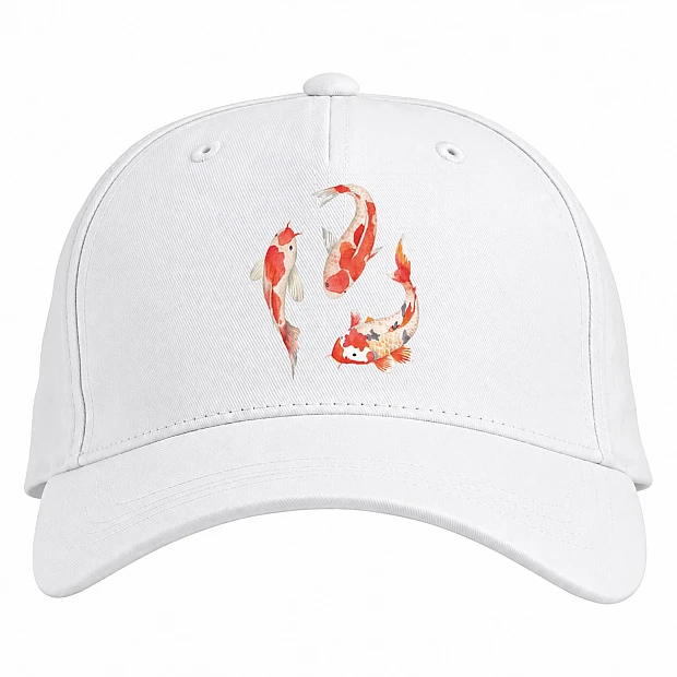 Baseball cap with Print Three Fishes - white