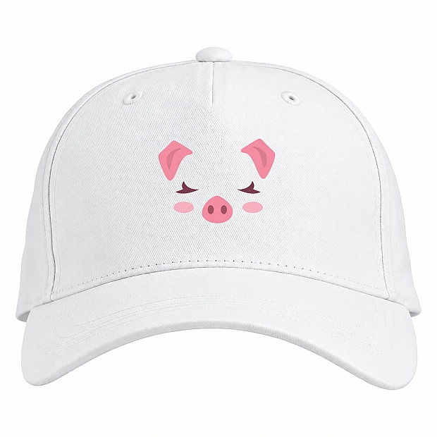 Baseball cap with Print Head Of Cute PIGGy - white