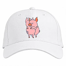 Baseball cap with Print Two Pigs - white