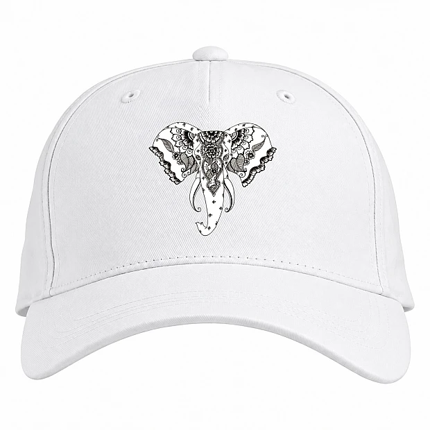 Baseball cap with Print Elephant's Head - white