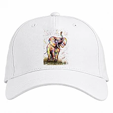 Baseball cap with Print Painted Elephant - white
