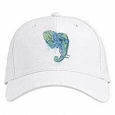 Baseball cap with Print Blue And Green Head Of Elephant - white