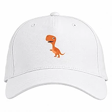 Baseball cap with Print Funny Orange Dinosaur - white