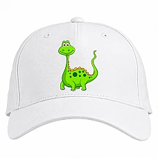 Baseball cap with Print Green Funny Dinosaur - white