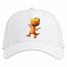 Baseball cap with Print Funny Orange And Cute Dinosaur - white