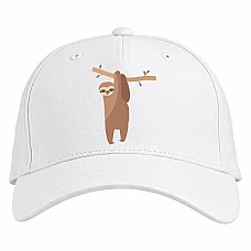 Baseball cap with Print Sloth Hangs - white