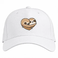 Baseball cap with Print Two Sloths - white
