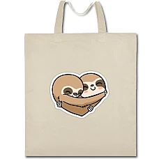 Eco bag with print Two Sloths - beige