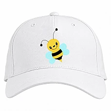 Baseball cap with Print Cute Bee From Cartoon - white