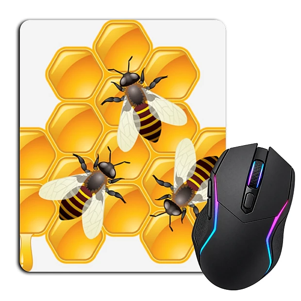 Mouse pad with print Three Bees And Honey