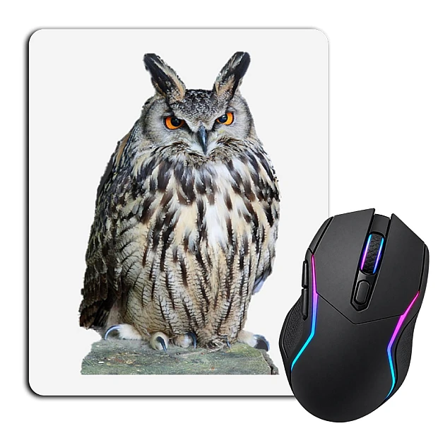 Mouse pad with print Angry Funny Owl