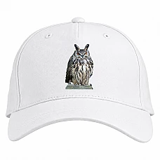 Baseball cap with Print Angry Funny Owl - white