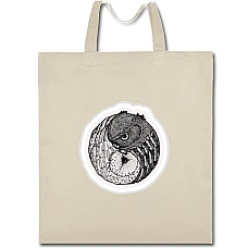 Eco bag with print Two Owls - beige