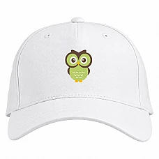 Baseball cap with Print Green Owl - white