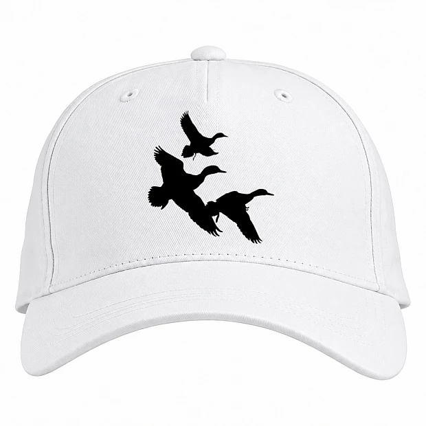 Baseball cap with Print Three Ducks Fly - white