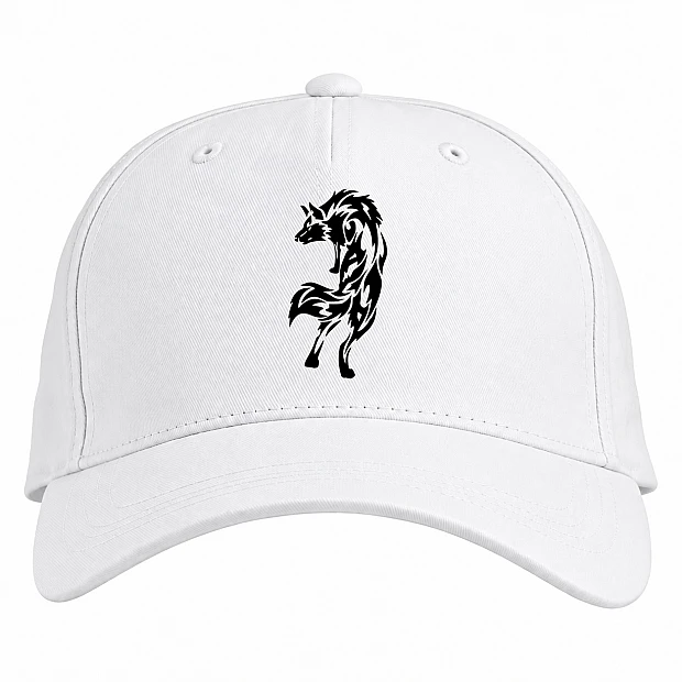 Baseball cap with Print Wolf Like Tattoo - white